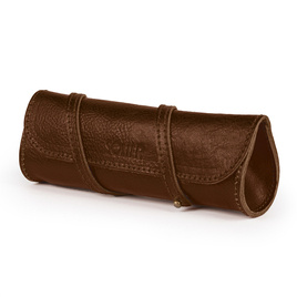 Leather pencil case Solier SA52 dark brown