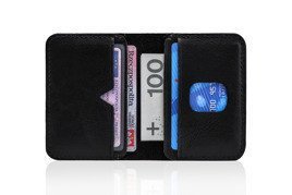 Slim leather men's wallet SOLIER SW11 SLIM BLACK