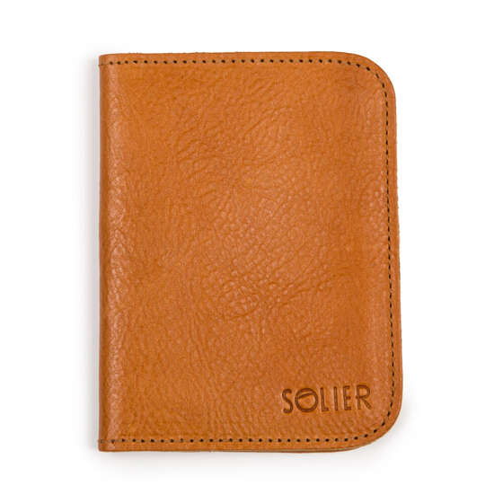 Brown leather wallet / passport holder SOLIER SW07