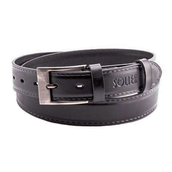Elegant black leather belt SOLIER SB09