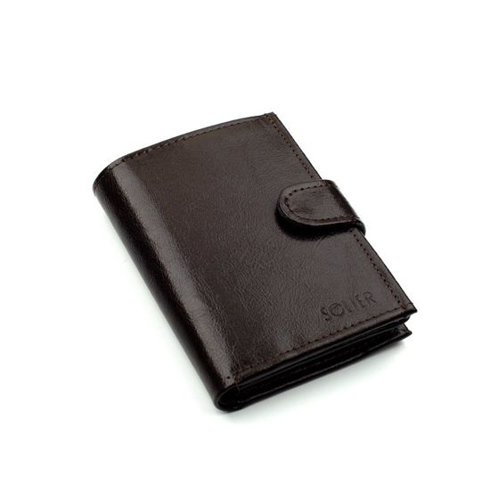 Elegant brown leather wallet SOLIER SW04