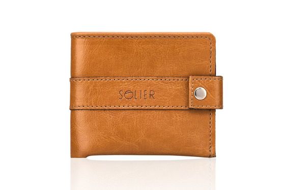 Elegant camel leather wallet SOLIER SW05