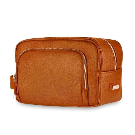 Elegant genuine leather men's beauty bag SK04 SOLIER vintage brown