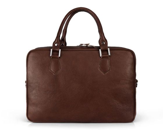 Genuine leather laptop bag Solier SL22 dark brown
