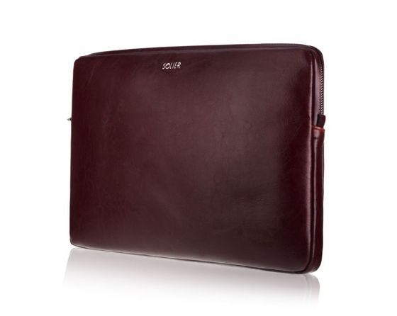 Genuine leather laptop case 15' Solier SA23A Burgundy
