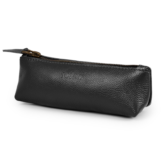 Leather pencil case Solier SA51 black