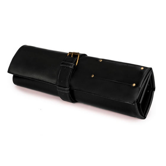 Personalised leather knife case Solier SA44 black