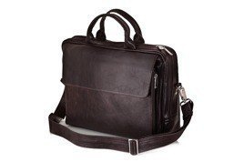 Brown leather shoulder laptop bag Solier Rothen SL30 