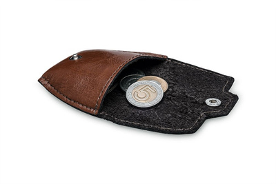 Skórzana bilonówka, portfel na monety SOLIER SA10 Brąz