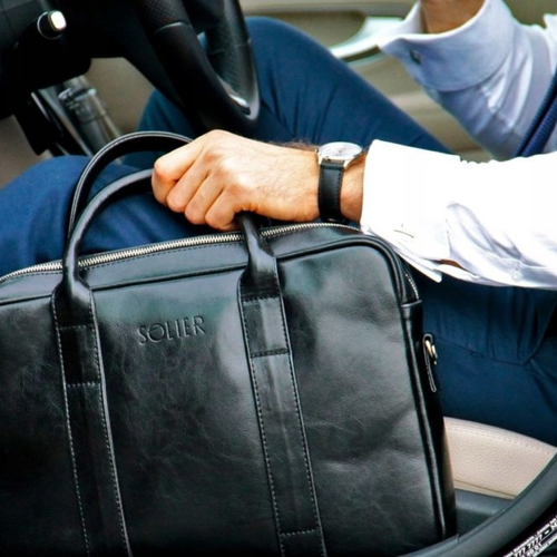 Vintage brown leather shoulder laptop bag EDYNBURG