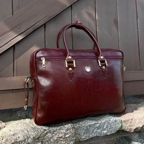 Genuine leather women's laptop bag Marina red