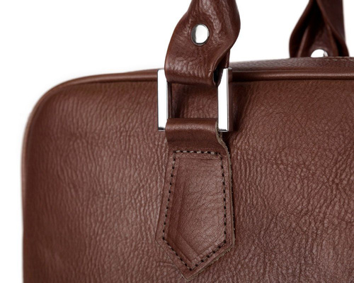 Genuine leather laptop bag Solier SL22 dark brown