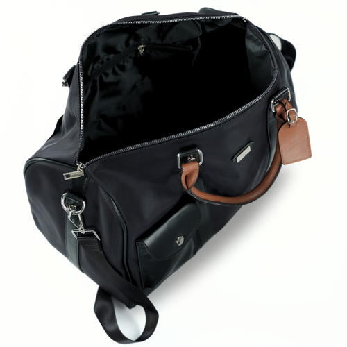 Duża torba podróżna weekendowa z nylonu Solier FB49 Barrley czarna