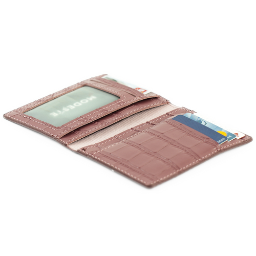 Skórzany elegancki wizytownik damski etui na dokumenty Solier SW46 Róż