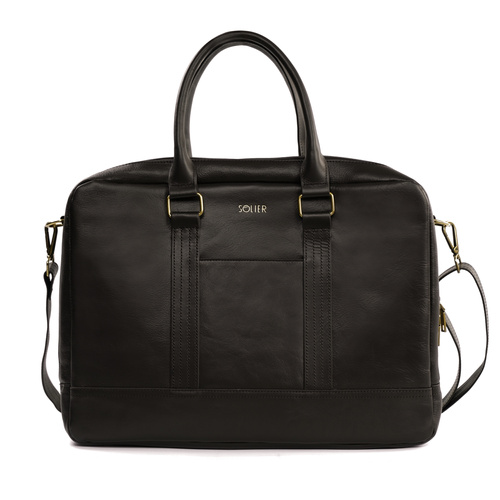 Brown leather shoulder laptop bag SL02 ABERDEEN