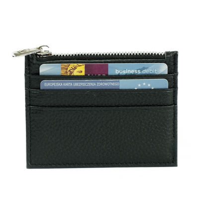 Skórzany portfel na karty z zamkiem etui slim Solier SW42 BLACK