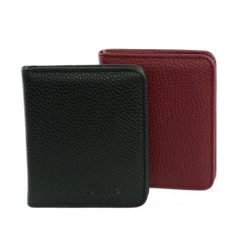 Burgundowy portfel z naturalnej skóry kompaktowy model Solier SW49 BURGUNDY