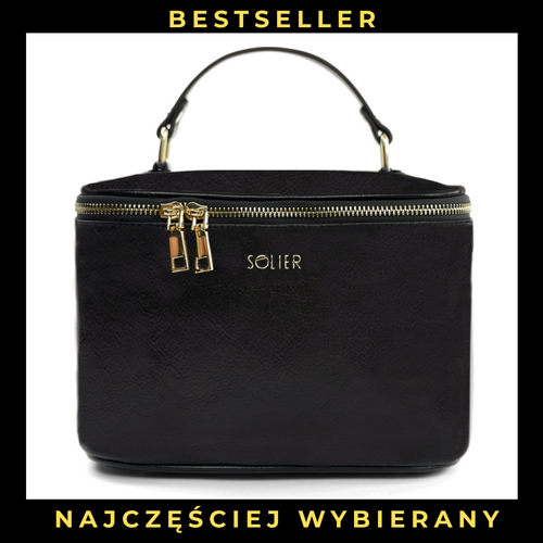 Elegant genuine leather women's beauty bag FK01 Solier black