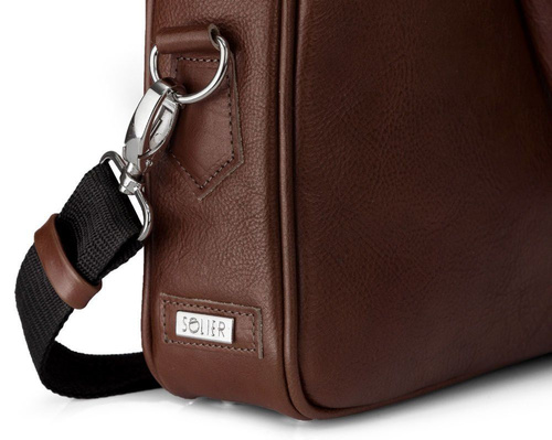 Genuine leather laptop bag Solier SL22 dark brown