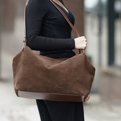 Skórzana damska torba worek na ramię Solier FL42 Lora cappucino