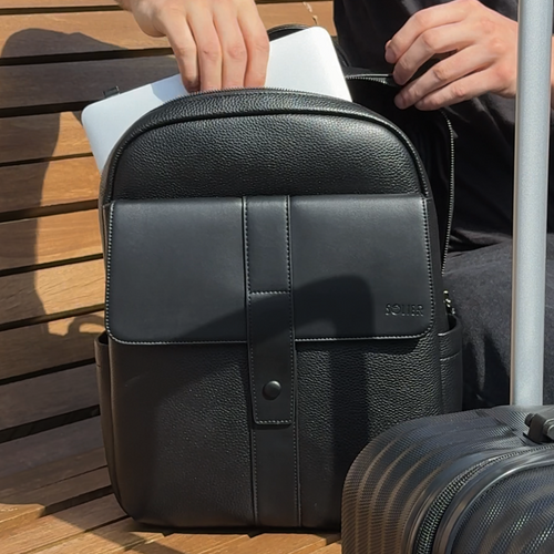 Skórzany elegancki plecak na laptopa 13" FV04 Rimelle czarny