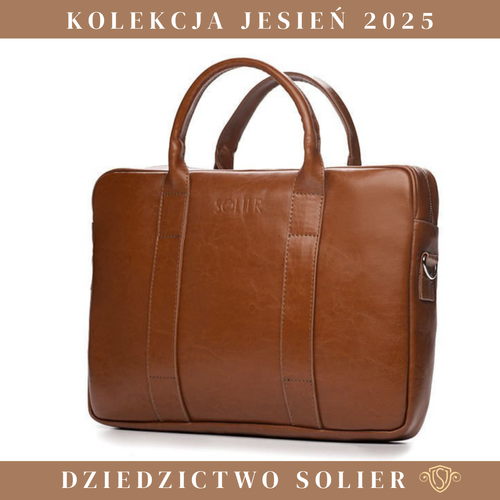 Vintage brown leather shoulder laptop bag EDYNBURG