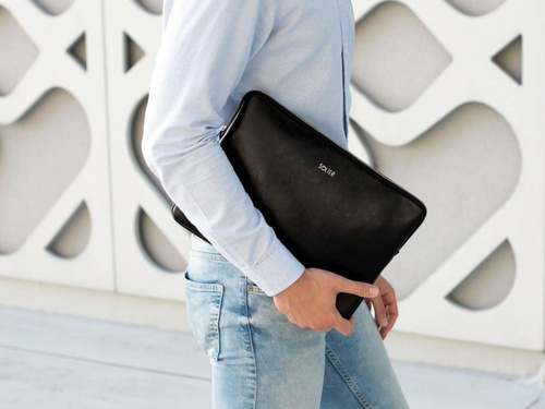 Genuine leather laptop case 15' Solier SA23A Black