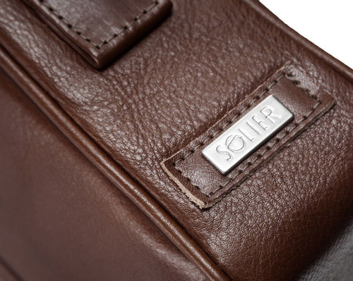 Vegetable tanned laptop bag Solier SL25 dark brown