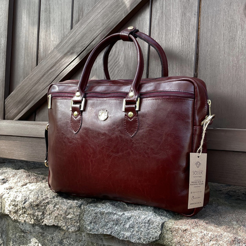 Genuine leather women's laptop bag Marina red