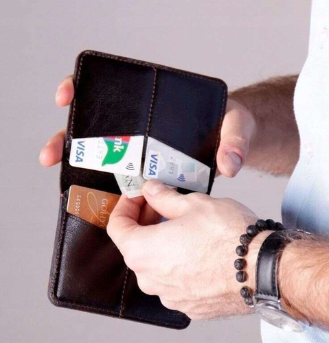 Cienki skórzany męski portfel SOLIER SW10 SLIM bordowy