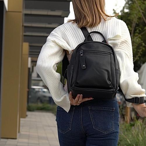 Skórzany plecak damski Solier FV09 Versa czarny