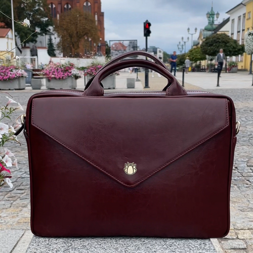 Leather woman's laptop bag FL15 Positano deep red