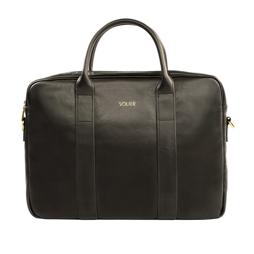 Brown leather shoulder laptop bag SL20 EDYNBURG