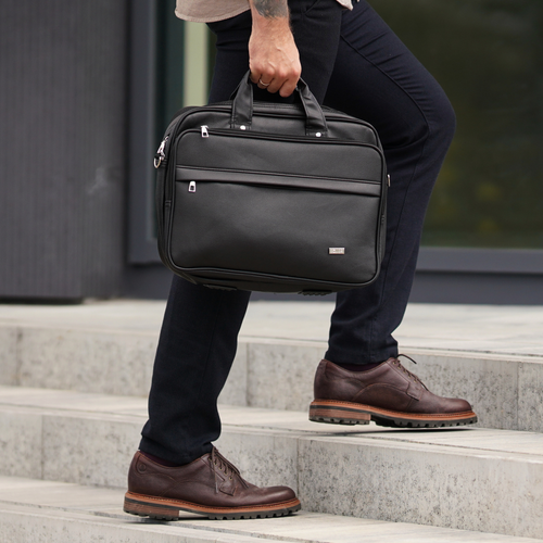 Klasyczna torba na laptopa Solier S39 Veldor czarna