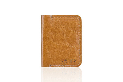 Slim leather men's wallet SOLIER SW11 SLIM LIGHT BROWN