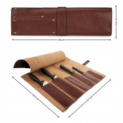 Personalizowane skórzane etui na noże Solier SA44 vintage brown