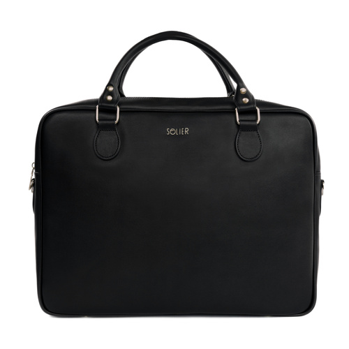 Genuine leather woman's laptop bag FL24 Venice black with snake pattern