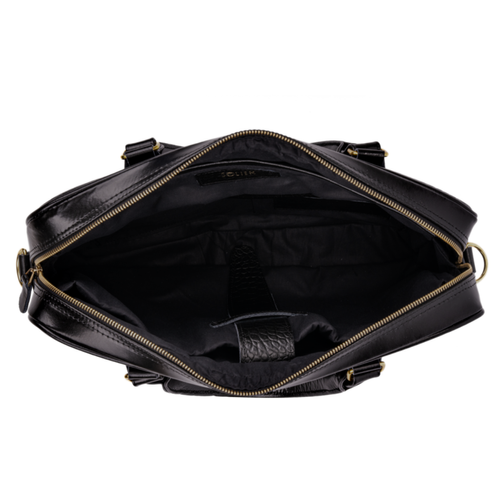 Genuine leather woman's laptop bag FL24 Venice black with snake pattern