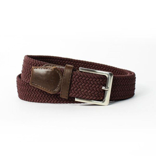 Elegant, woven belt for man SOLIER SB08 dark brown