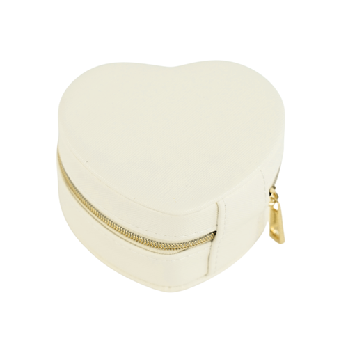 Personalizowana szkatułka na biżuterię w kształcie serca - jasny beż