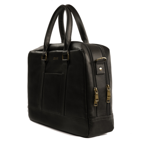 Brown leather shoulder laptop bag SL02 ABERDEEN