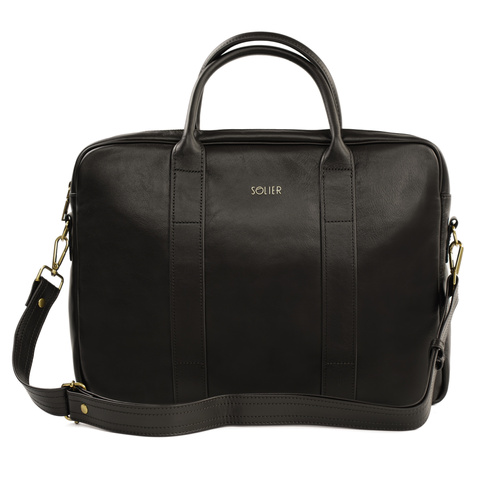 Brown leather shoulder laptop bag SL20 EDYNBURG