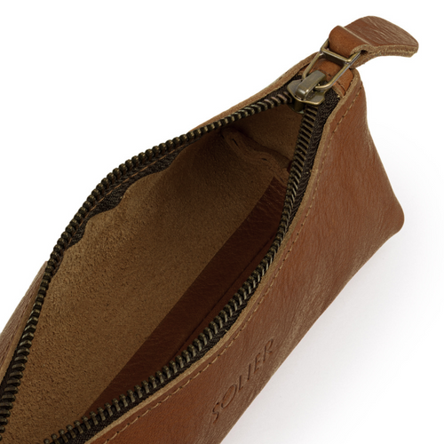 Leather pencil case Solier SA51 black