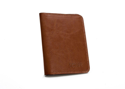 Slim leather men's wallet with coin holder SOLIER SW15 SLIM BROWN