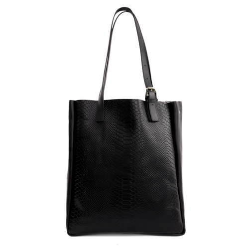 Skórzana torba shopper damska FL27 Fiore czarny wąż