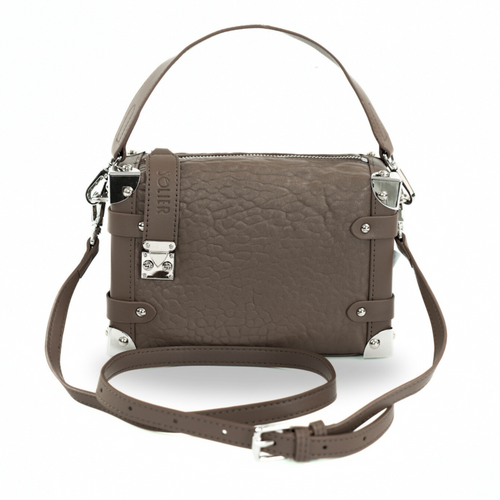 Skórzana mała torebka damska na ramię listonoszka Solier FL43 Nessa cappucino