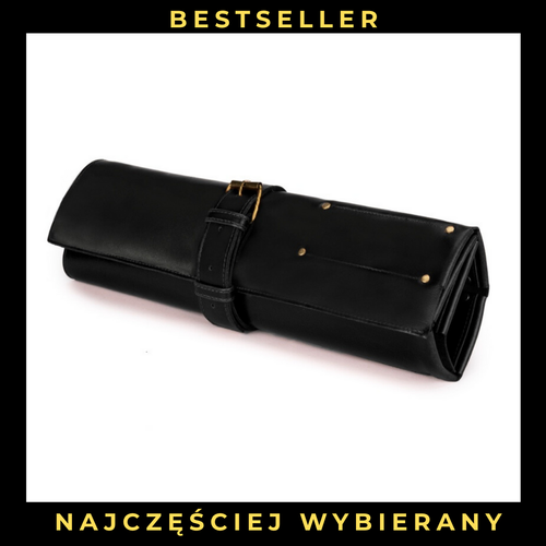 Personalised leather knife case Solier SA44 black