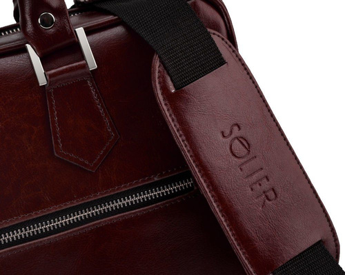 Skórzana torba na laptop z uchwytem na walizkę SL23 bordowa
