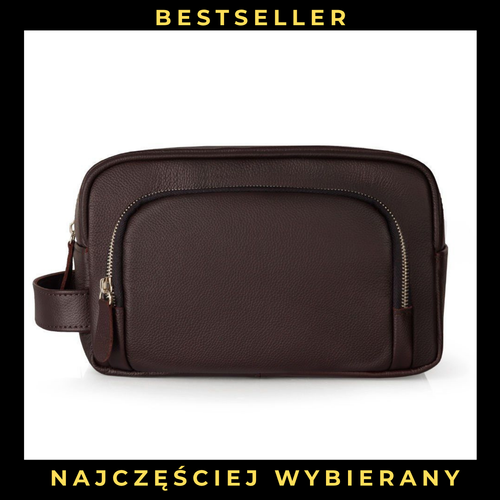 Elegant genuine leather men's beauty bag SK04 SOLIER dark brown