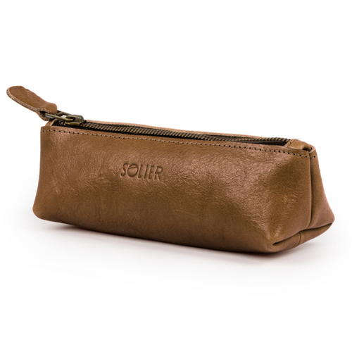 Leather pencil case Solier SA51 black